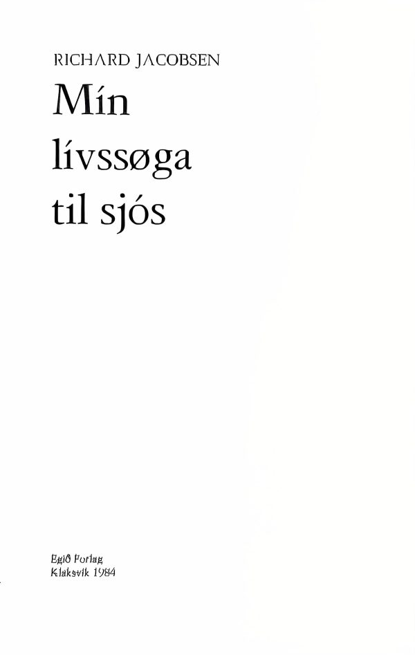 Mín lívssøga til sjós - Richard Jacobsen 1984 - Image 3