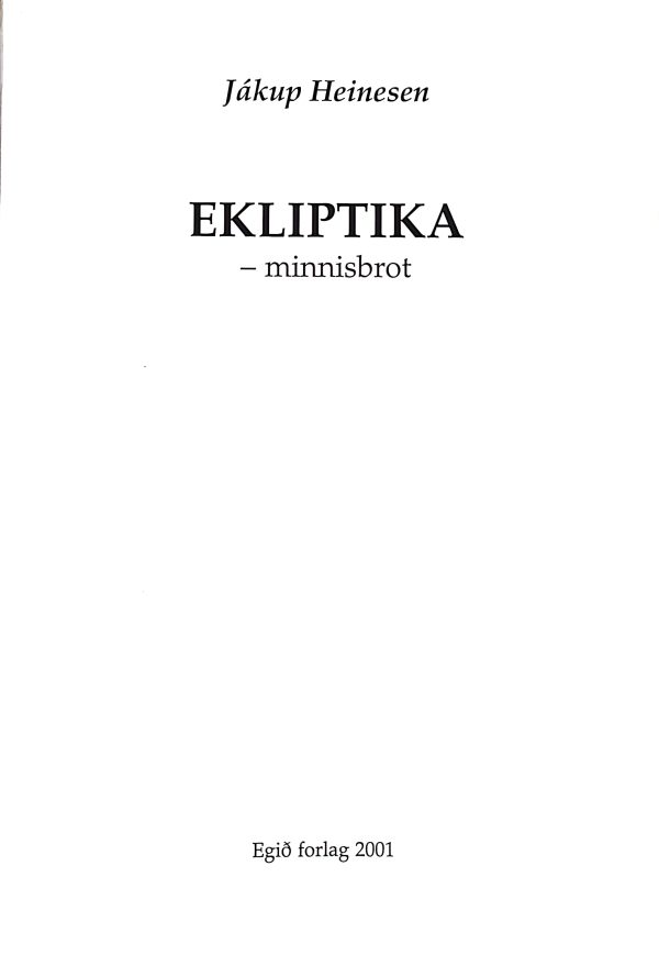 Ekliptika - minnisbrot, Jákup Heinesen 2001 - Image 2