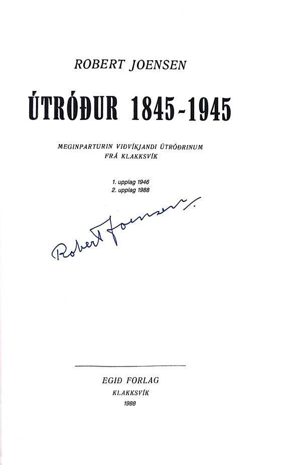 Útróður 1845 - 1945, Onnur útg. 1988, Robert Joensen - Image 2