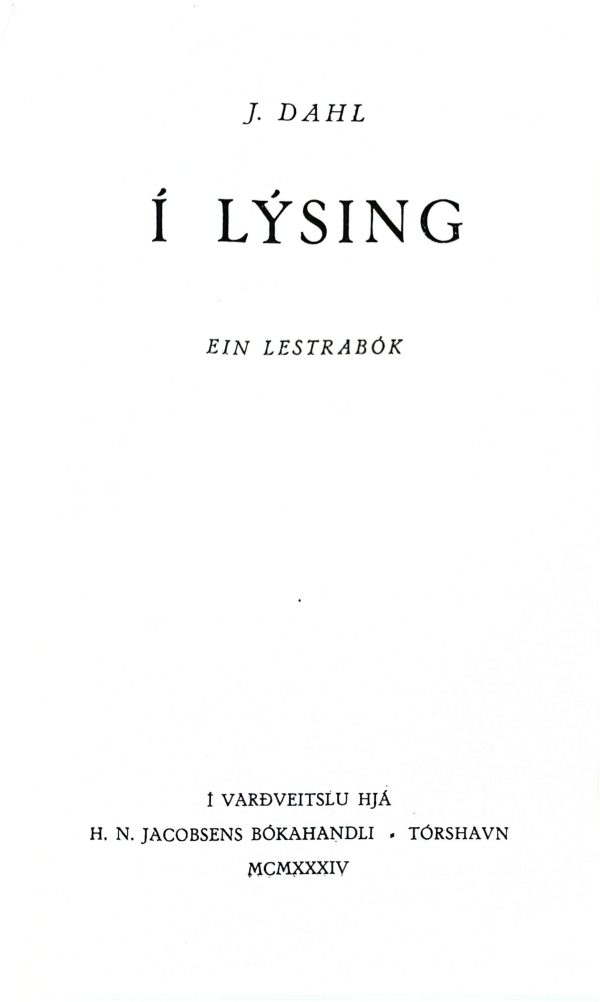 Í LÝSING, lestrabók, J. Dahl 1934