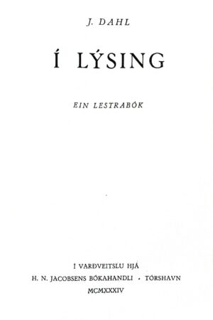 Í LÝSING, lestrabók, J. Dahl 1934
