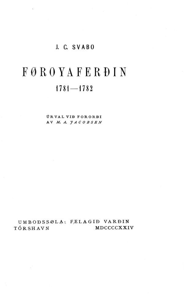 Føroyaferðin 1781-1782 Svabo 1924 - Image 3